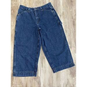 Lee Relaxed Fit Denim Capri Jeans Carpenter Cargo Mid Rise Pant Women’s Sz 6
